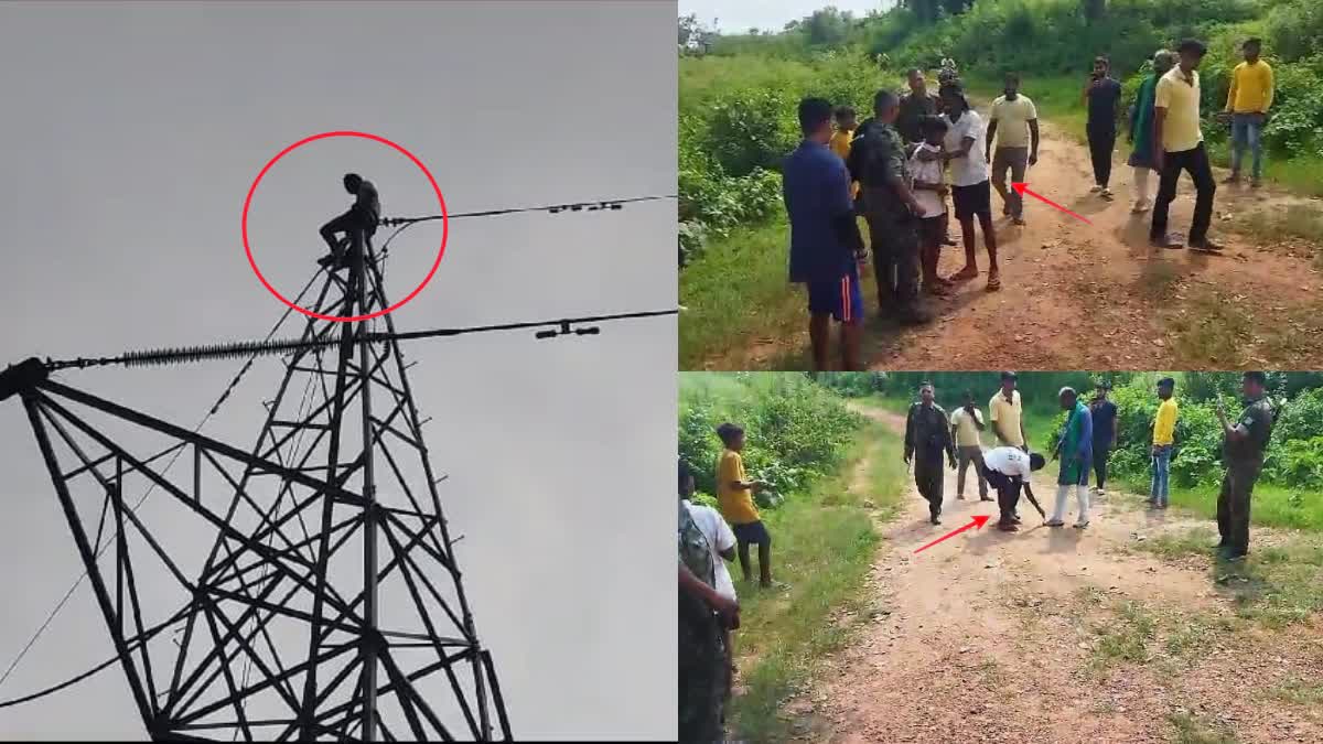 Young man climbed high tension tower after fighting with family members in ranchi