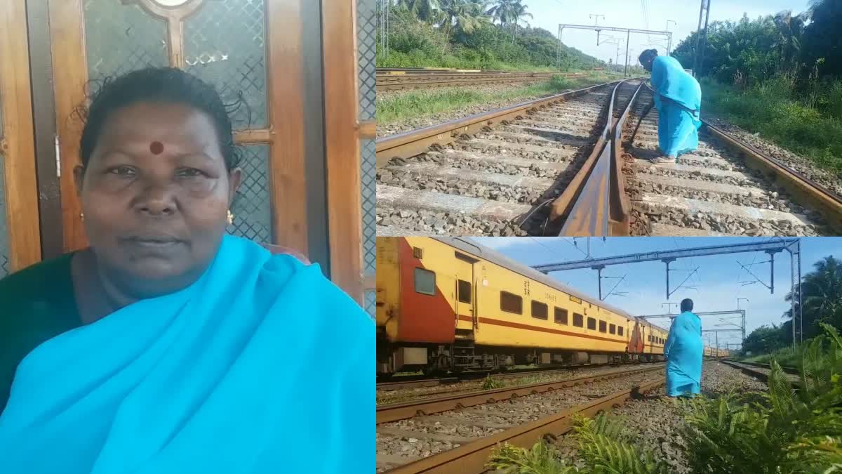 kasargod  First Track Woman  First Track Woman Indian railway  India s First Track Woman Ramani  കാസർകോട്  ട്രാക്ക് വുമൺ രമണി  രമണി ഇന്ത്യൻ റെയിൽവേ  ഇന്ത്യന്‍ റെയില്‍വേയിലെ ആദ്യ ട്രാക്ക് വുമണ്‍  first female track woman in Indian Railways  kasargod news  First Track Woman Ramani Retires Tomorrow