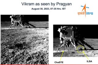 CHANDRAYAAN 3 ISRO SHARES IMAGES OF VIKRAM LANDER TAKEN BY PRAGYAN ROVER