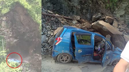 Car hit by Landslide in Rampur