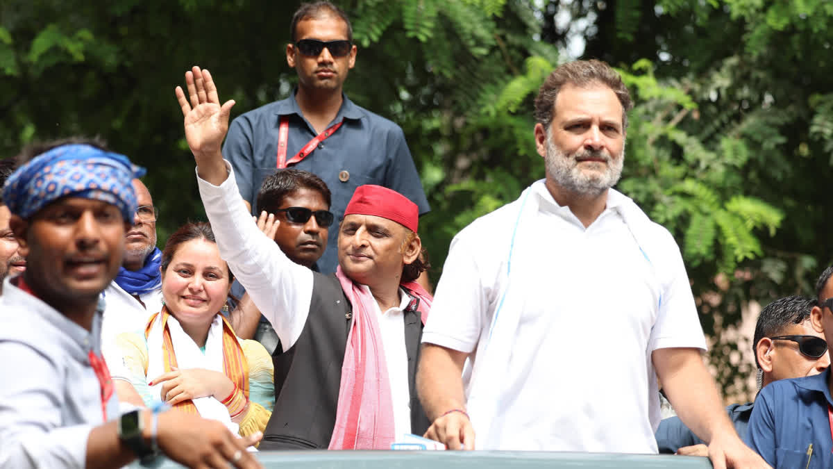 Former UP Chief Minister Akhilesh Yadav Joins Rahul Gandhi's Voter Adhikar Yatra, Calls SIR A Crazy Decision