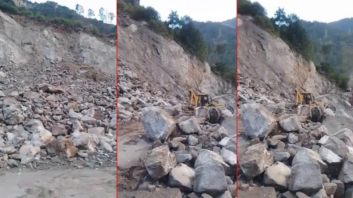 Landslide near Himachal's NH 5 Kinnaur caused mountains to fall causing road jams
