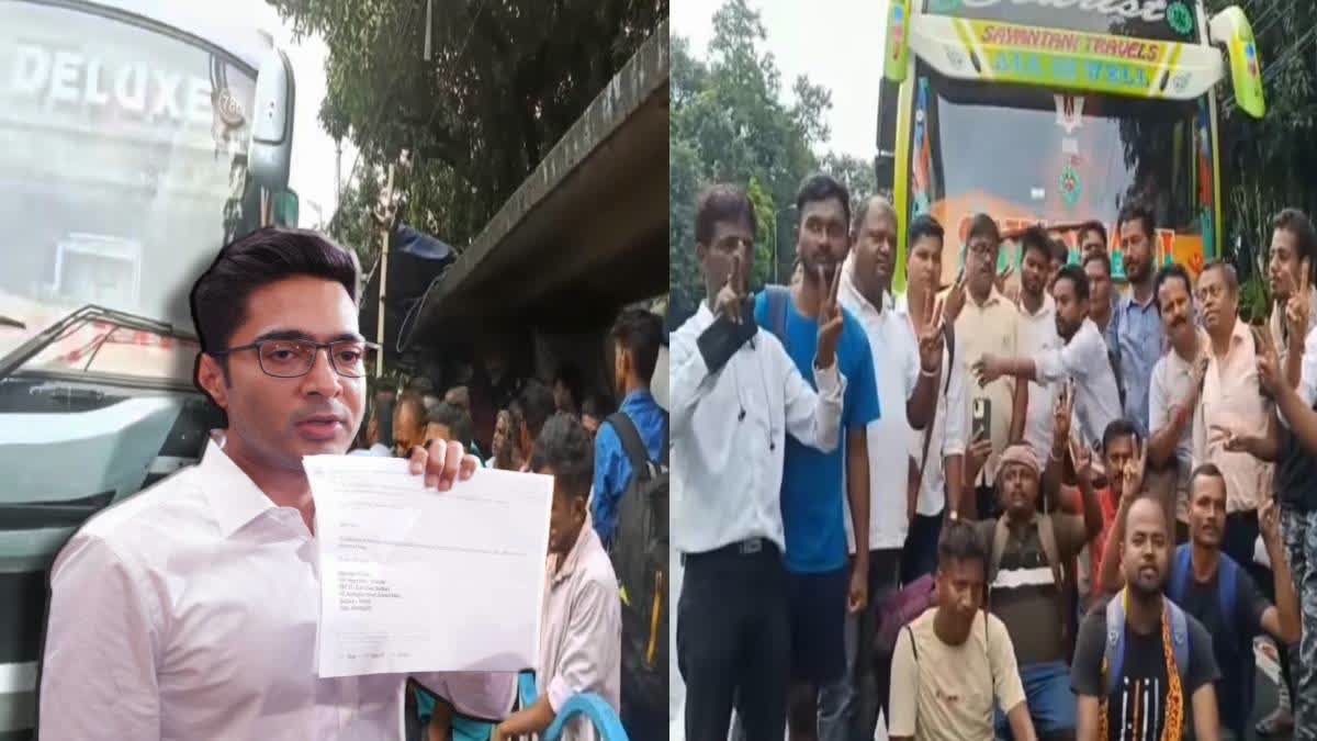 Trinamool workers depart on Bus for Delhi