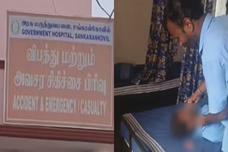 sanitation worker got stitches for a head injury at a government hospital in tenkasi