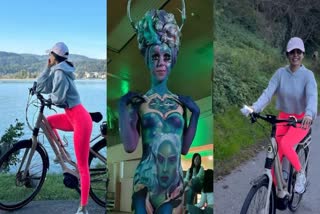 Heroine samantha  Cycling on roads in austria roads