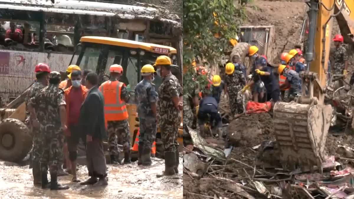 நேபாளம் நிலச்சரிவு மீட்புப்பணி தொடர்பான புகைப்படம்