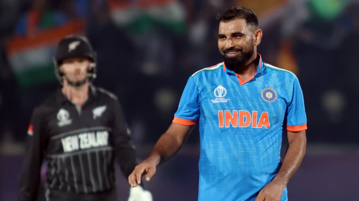 Cricket World Cup 2023  Most 4 Plus Wickets Haul In Cricket World Cup  Mohammed Shami Equals Mitchell Starc Record  Active Players With Most Wicket In World Cup  Mohammed Shami Mitchell Starc Record  ഏകദിന ക്രിക്കറ്റ് ലോകകപ്പ്  ലോകകപ്പ് ക്രിക്കറ്റ് 2023  മുഹമ്മദ് ഷമി റെക്കോഡ്  മുഹമ്മദ് ഷമി മിച്ചല്‍ സ്റ്റാര്‍ക്ക്  മുഹമ്മദ് ഷമി ക്രിക്കറ്റ് ലോകകപ്പ് റെക്കോഡ്