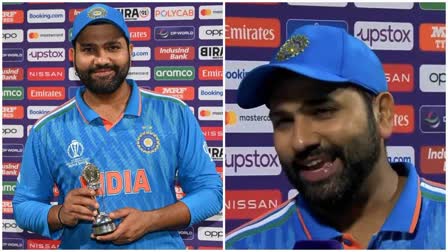 Man of the Match award  Cricket World Cup  Rohit Sharma leads from the front for India  ICC Cricket World Cup 2023  India vs England 29th Match  ಭಾರತ ತಂಡದ ನಾಯಕ ರೋಹಿತ್ ಶರ್ಮಾ  ಮ್ಯಾನ್ ಆಫ್ ದಿ ಮ್ಯಾಚ್ ಪ್ರಶಸ್ತಿ  ಪ್ರಶಸ್ತಿಯಲ್ಲೂ ತನ್ನ ಹೆಸರು ಬರೆದ ಹಿಟ್​ ಮ್ಯಾನ್​ ಹಾಲಿ ಚಾಂಪಿಯನ್ ಇಂಗ್ಲೆಂಡ್  ಭಾರತ ಏಕದಿನ ವಿಶ್ವಕಪ್ 2023  ಲಖನೌ ಮೈದಾನದಲ್ಲಿ ಇಂಗ್ಲೆಂಡ್ ವಿರುದ್ಧದ ಪಂದ್ಯ