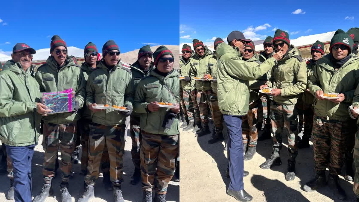 Union Minister of State for Defence Sanjay Seth celebrated Diwali with soldiers in Leh