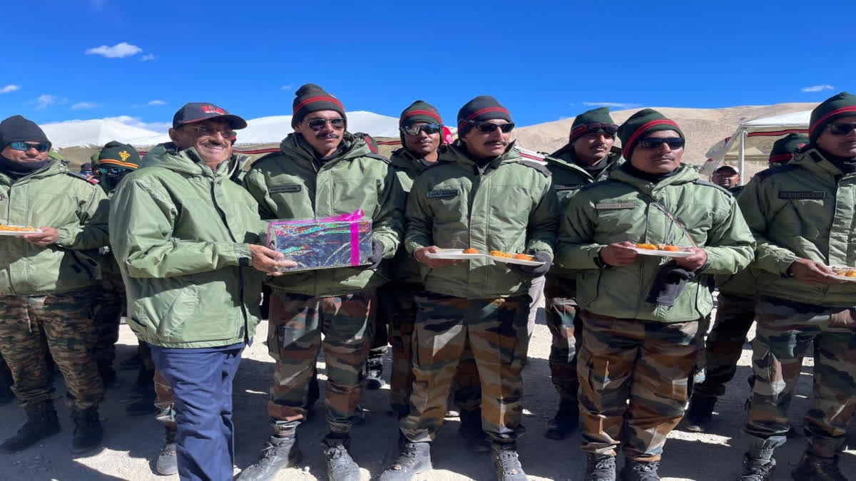 Union Minister of State for Defence Sanjay Seth celebrated Diwali with soldiers