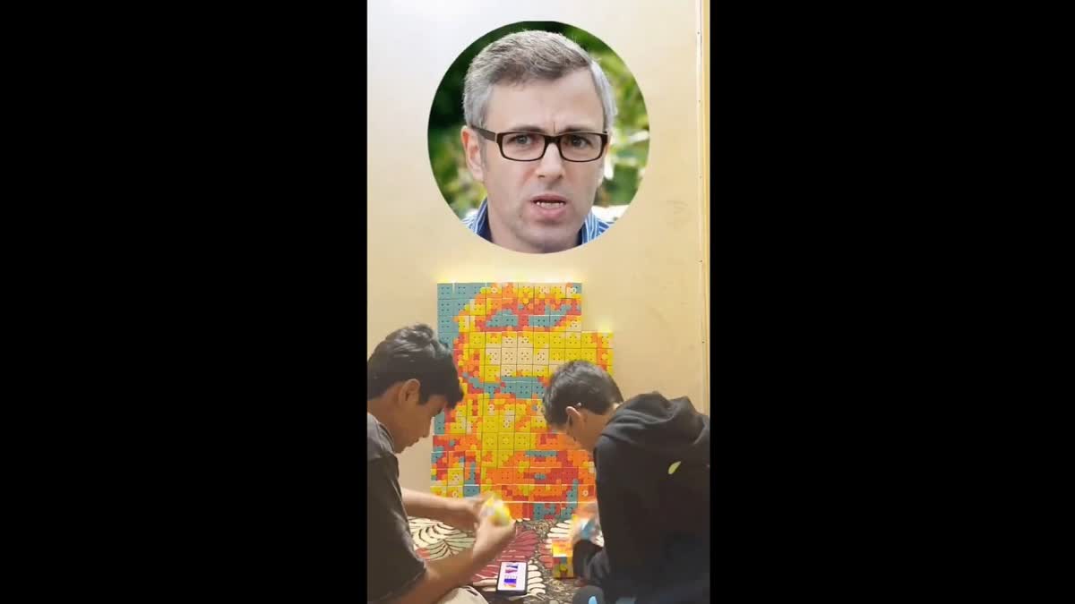 J-K CM Omar Abdullah Has Praised Children For Making His Portrait With Rubik's Cubes