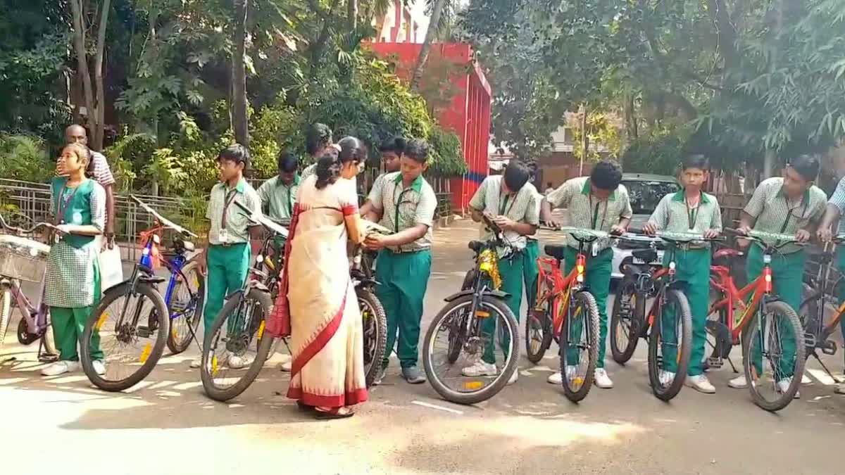 Stickers affixed on free bicycles