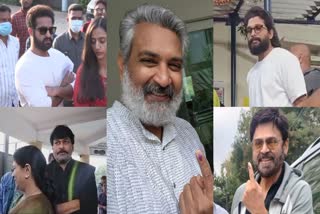 Telangana assembly election 2023  Telangana assembly election celebrity votes  Celebrity votes in Telangana polls  allu arjun Telangana election  junior NTR Telangana election  rajamouli Telangana election  chiranjeevi telangana polls  തെലങ്കാന തെരഞ്ഞെടുപ്പ്  തെലങ്കാന വോട്ട് ചെയ്യാനെത്തിയ താരങ്ങൾ  തെലങ്കാന തെരഞ്ഞെടുപ്പ് സെലിബ്രിറ്റി വോട്ടുകൾ  അല്ലു അർജുൻ തെലങ്കാന തെരഞ്ഞെടുപ്പ്  ചിരഞ്ജീവി തെലങ്കാന ഇലക്ഷൻ  രാജമൗലി തെലങ്കാന തെരഞ്ഞെടുപ്പ്