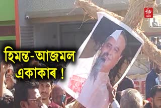 Effigy Burned by Congress Workers in Karimganj