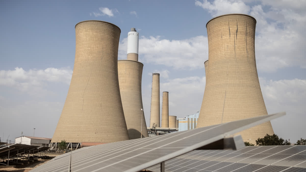 A general view of solar panels at Eskom's Komati power station in Komati on September 9, 2024.