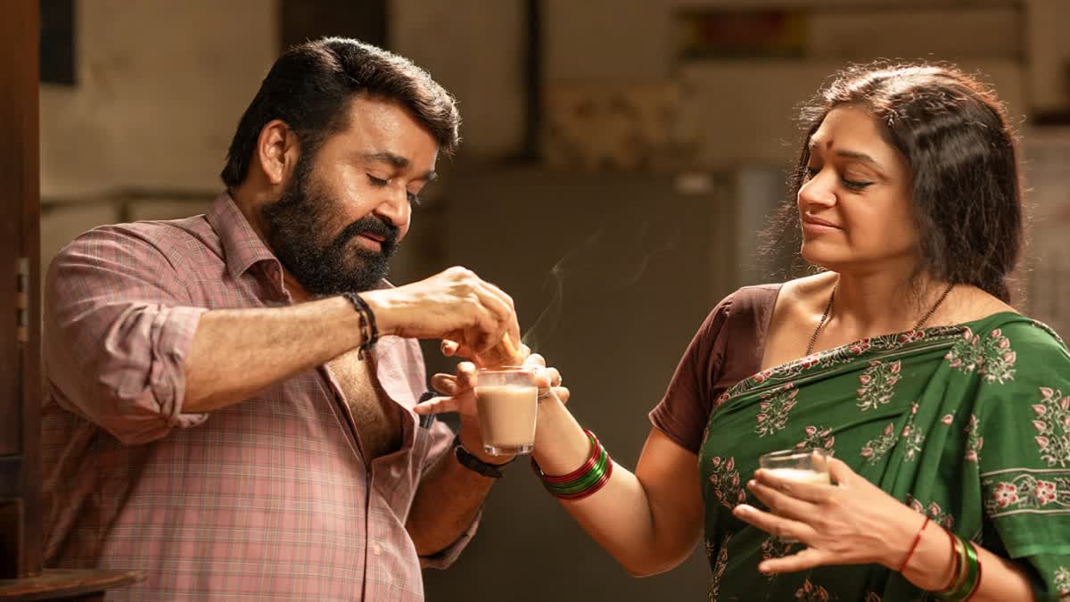 MOHANLAL SHOBANA MOVIE  THUDARUM  തുടരും പോസ്‌റ്റര്‍  മോഹന്‍ലാല്‍