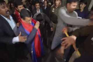 A liquid was thrown on former Delhi Chief Minister Arvind Kejriwal