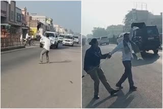 black flags were shown to deputy chief minister devendra fadnavis car by maratha agitator in jalna