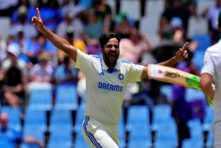 Shardul Thakur gets hit on left shoulder after one ball takes off from the length when he was facing throw downs from batting coach Vikram Rathour while batting in the nets on Saturday.