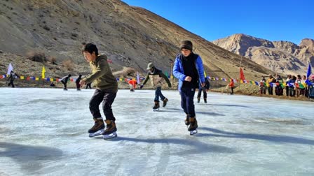 Players Practicing In Ice Hockey Rink In Minus Degree Temperature