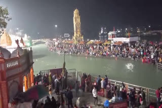 Lakhs of devotees congregated at the bank of Ganga river in Haridwar to a take a holy dip on the last Somvati Amavasya of 2024 on Monday