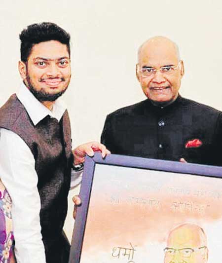 Challa Krishnaveer Abhishek with Former President