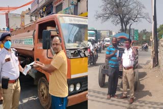 ಸಂಚಾರಿ ನಿಯಮ ಉಲ್ಲಂಘನೆ  ವಿಶೇಷ ಕಾರ್ಯಾಚರಣೆ  water tanker drivers  violating traffic rules  ಸಂಚಾರ ಠಾಣೆ ಪೊಲೀಸರ ಕಾರ್ಯಾಚರಣೆ