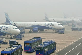 Passengers of a flight to Deoghar protested against IndiGo inside Delhi airport after the airline cancelled the flight that was scheduled to take off from the Teminal-2.