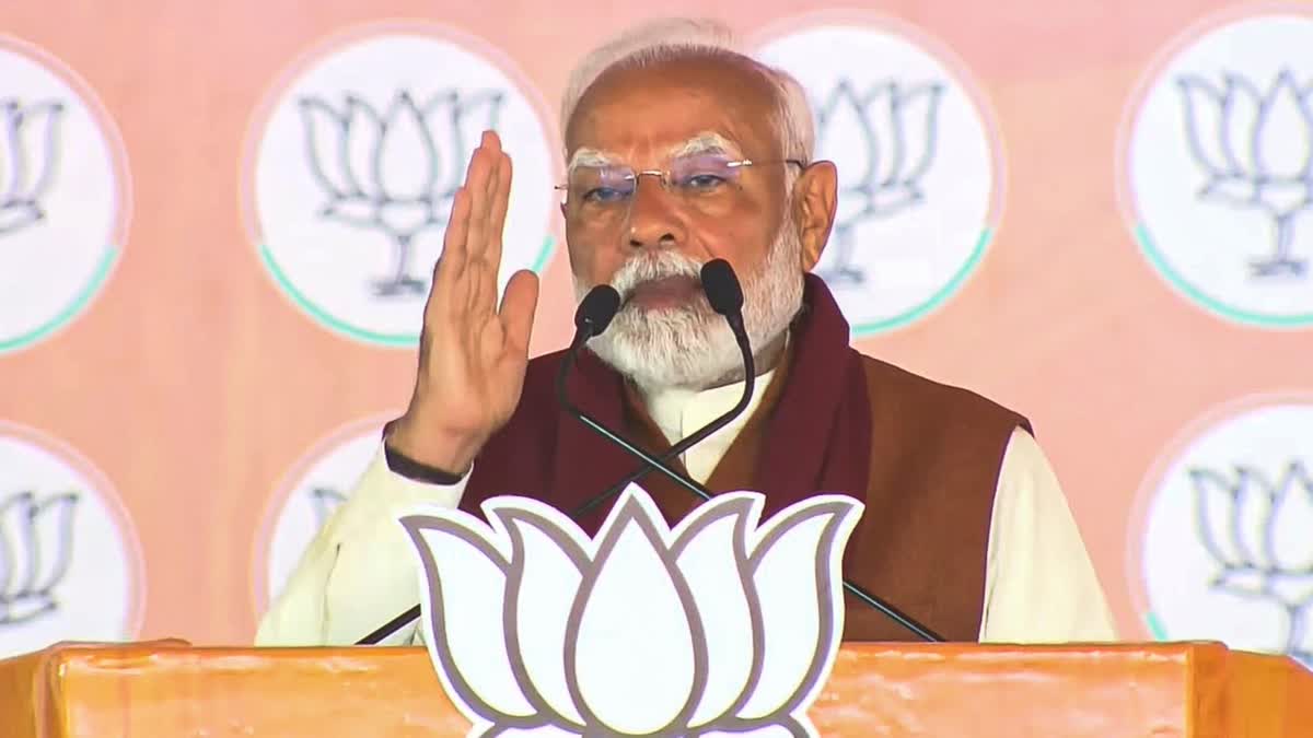 In this screenshot via @NarendraModi on Youtube on Jan. 31, 2025, Prime Minister Narendra Modi speaks during a public meeting for Delhi Assembly elections, at Dwarka, in New Delhi.