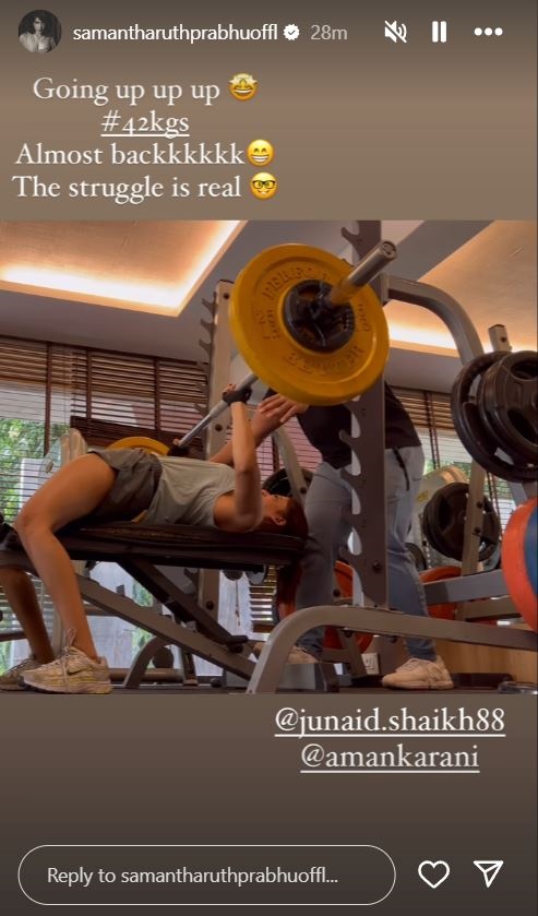 Samantha Ruth Prabhu Shares Intense Workout Video, Lifts 42 kg Barbell