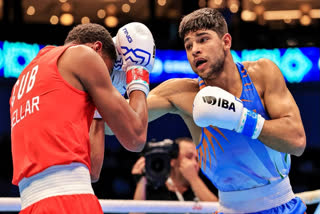 India's ace boxer Nishant Dev became the first boxer to confirm his qualification for the upcoming Paris Olympics 2024 by securing a victory over Romania's Cebotari by unanimous decision (5-0) in the 71 KG category Quarterfinal clash at Bangkok in Thailand on Friday.