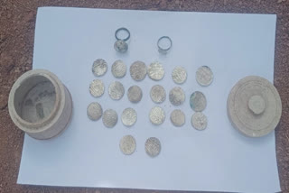 Ancient silver coins have been unearthed in Narsayapalli, Maddur mandal of Siddipet district.