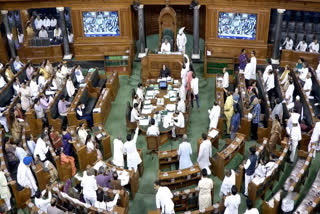 Lok Sabha adjourned till 2 pm due to opposition protest over Manipur issue. PTI ACB
