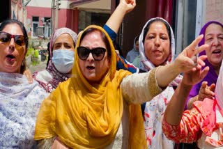 Nc's women wing protest rally in srinagar against women disappearance in jk