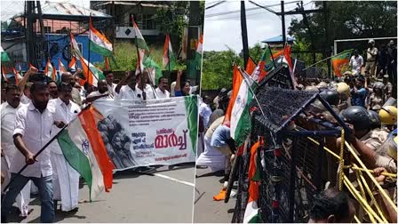 Aluva Child Murder  Congress and Yuva Morcha Protest March  Congress  Yuva Morcha  Aluva  അഞ്ചുവയസുകാരിയുടെ കൊലപാതകം  പ്രതിഷേധ മാര്‍ച്ചുമായി കോൺഗ്രസും യുവമോർച്ചയും  സംയമനം പാലിച്ച് പൊലീസ്  പ്രതി തുക്കുകയറിൽ  ജനപ്രതിനിധി  ആലുവ എംഎല്‍എ  അന്‍വര്‍ സാദത്ത്  എറണാകുളം  എസ്‌പി ഓഫിസ്  പൊലീസ്