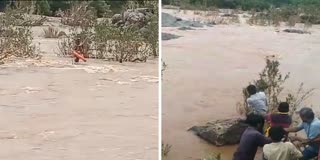 water strong flow trapped woman Rescue in Dantewada