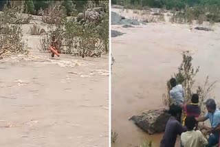 water strong flow trapped woman Rescue in Dantewada