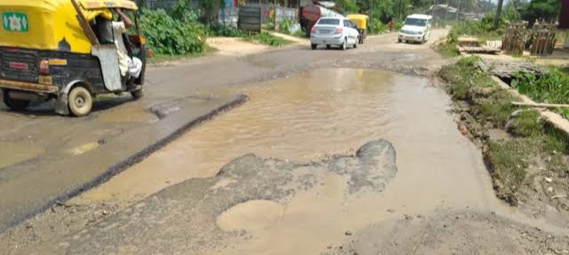 The poor condition of the national highway