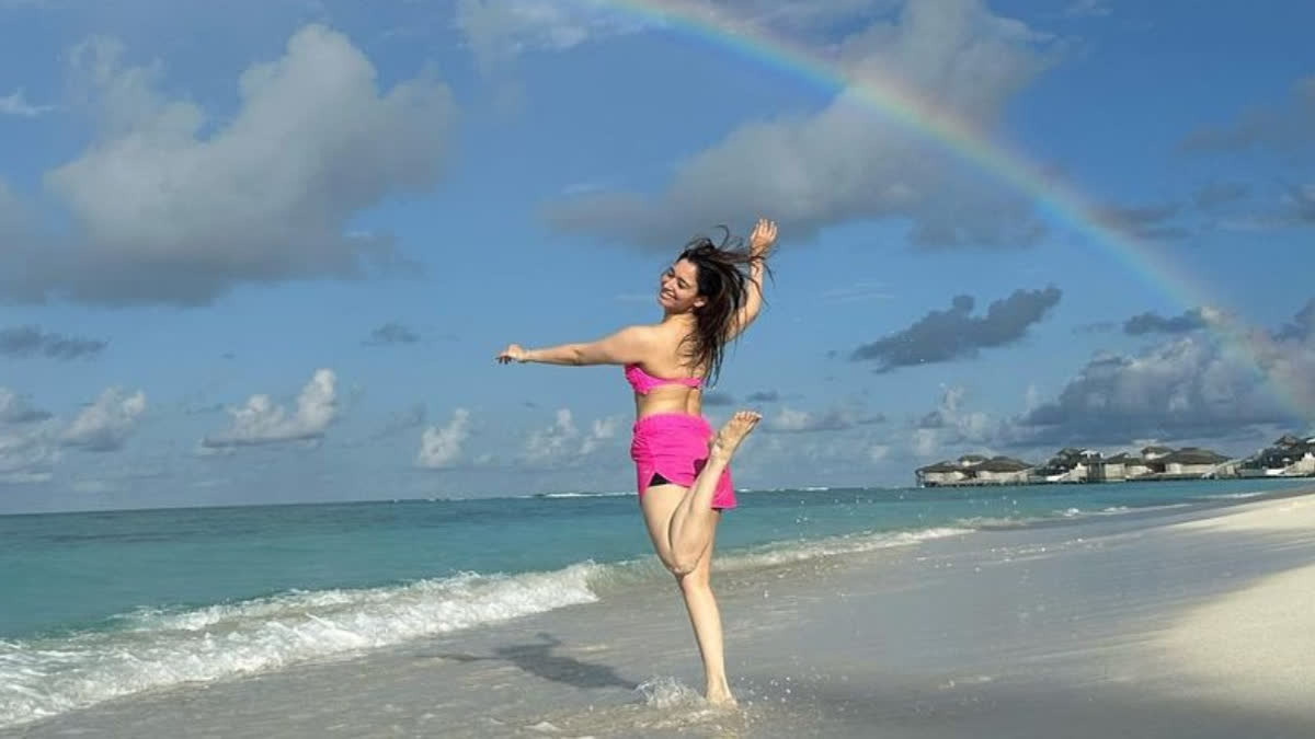 Actor Tamannaah Bhatia, who is currently basking in the success of the recently released film Jailer, took to her social media handle to share a string of enthralling pictures as a treat to her fans. The 33-year-old actor is now vacationing in the Maldives. Her post from the nation of islands is all about soaking in the sun, sand, and sea.