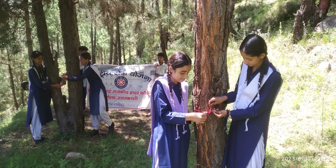 students tied rakhi to trees in Uttarkashi