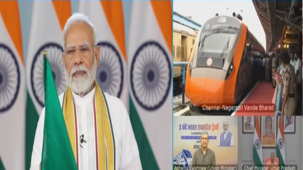 PM Modi flags off three new Vande Bharat trains