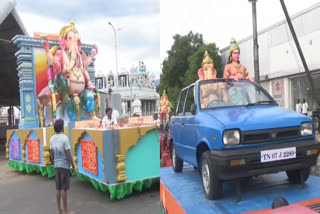 ராஜபாளையத்தில் தயார் செய்யப்பட்டுள்ள சிலைகள்