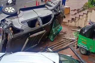 Car Hits Auto and Car in Hyderabad