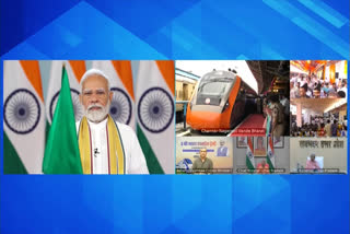 Prime Minister Narendra Modi flags off new Vande Bharat trains.