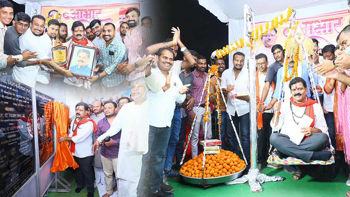 VIJAY SHARMA WEIGHED WITH LADDUS