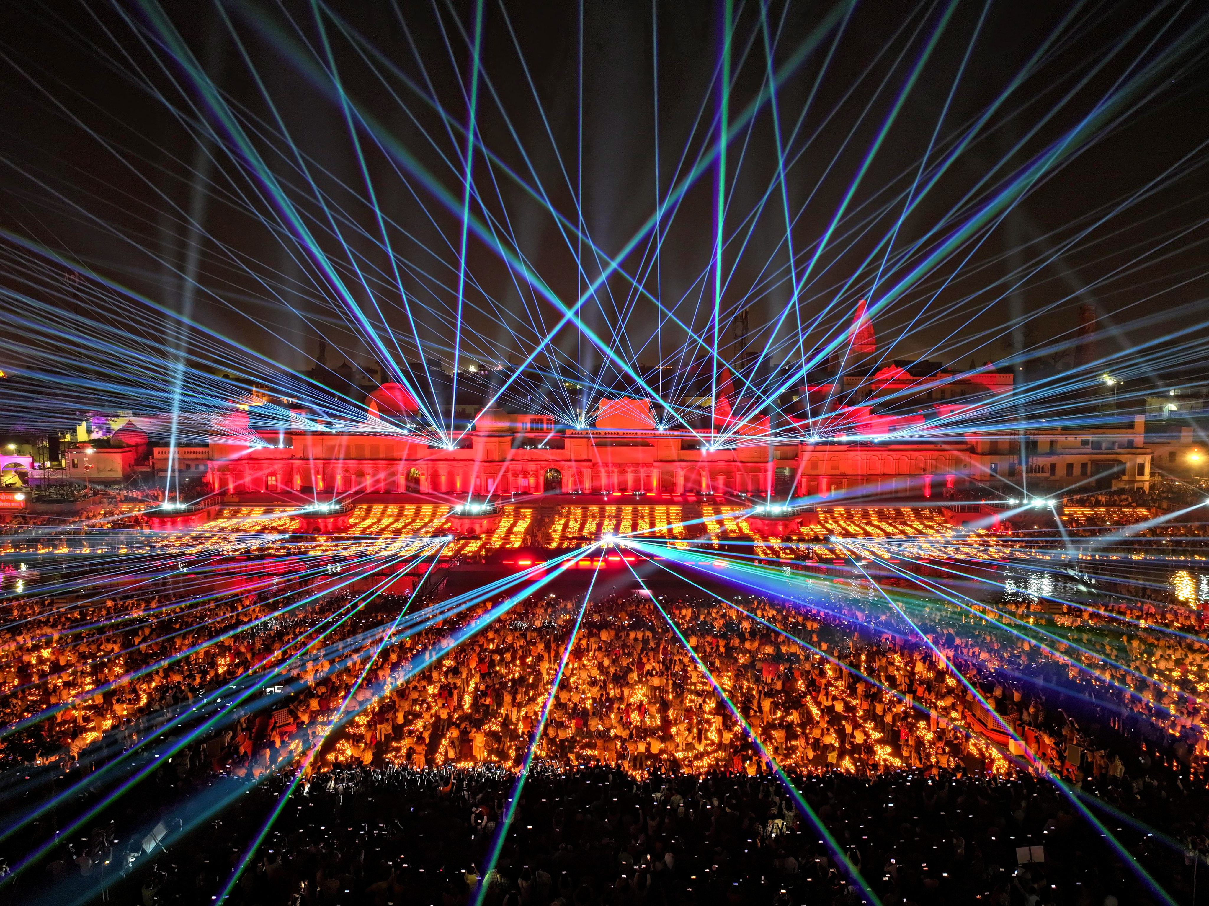 Glimpse of the laser show in the 'Deepotsav-2024', in Ayodhya on Wednesday.