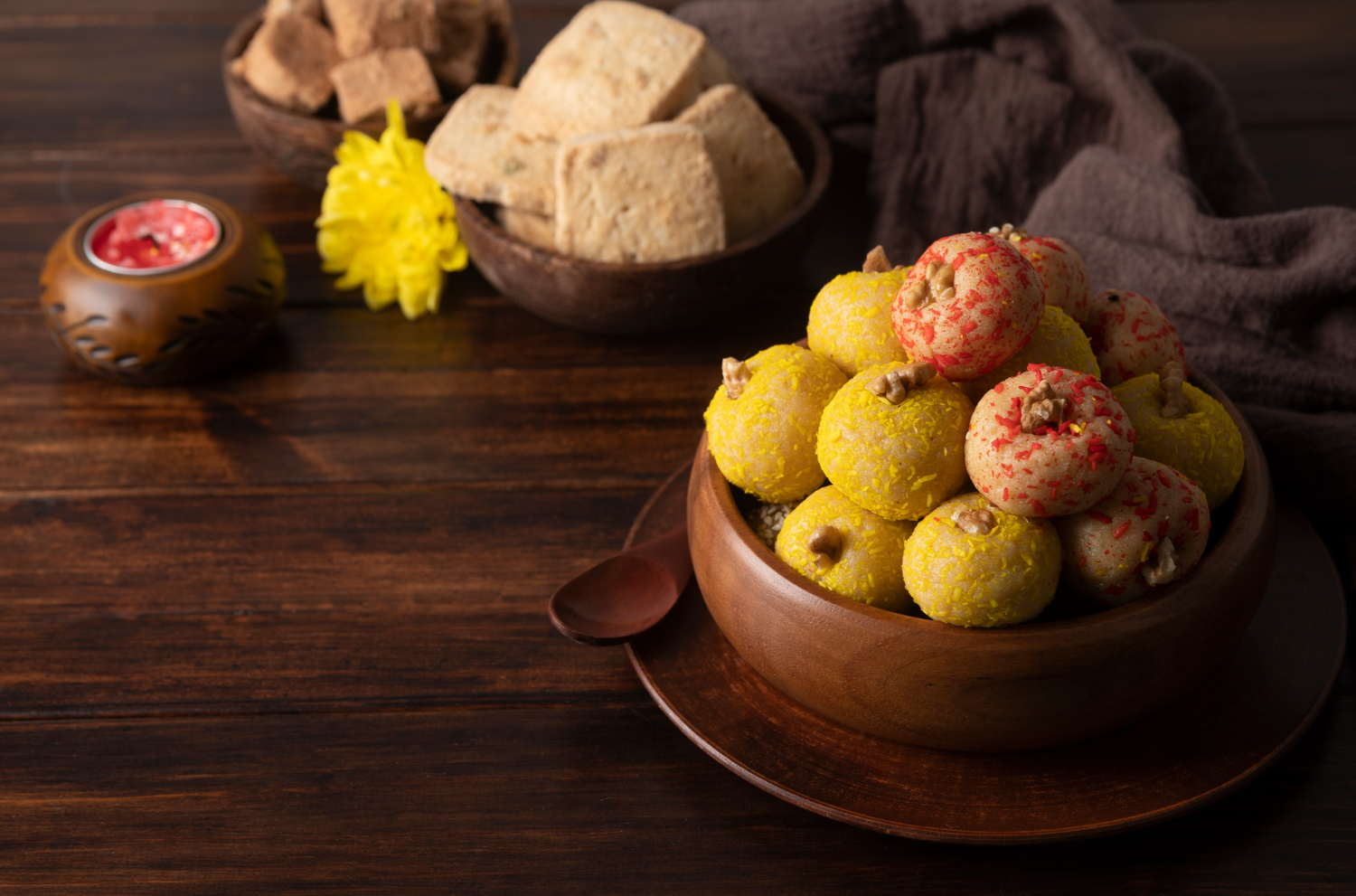 Pick laddoos made with sesame seeds or coconut over heavier mithai