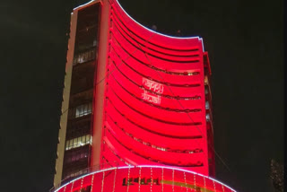 An illuminated view of the BSE building ahead of the Diwali festival, in Mumbai on Tuesday, Oct 29 2024..