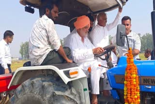 haryana Minister Shyam Singh Rana drove tractor