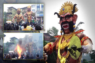 Giant effigies of the demon king Narakasura were burned early Thursday morning in Goa's capital, Panaji, marking the start of Diwali celebrations.